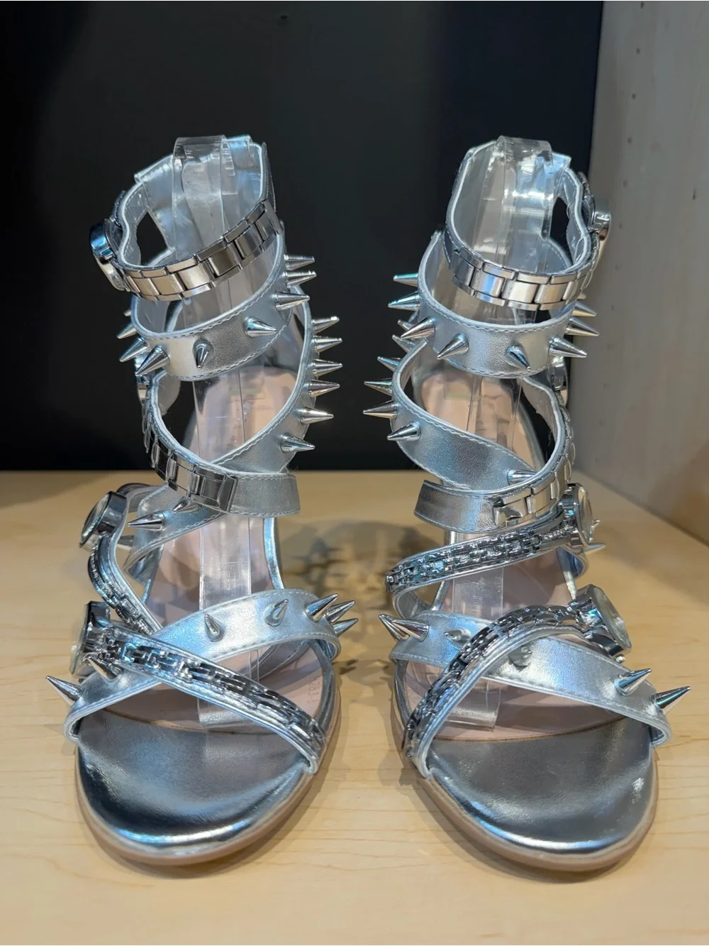 AZALEA WANG ROBINSON SILVER WATCH SHOE STILETTO SANDAL